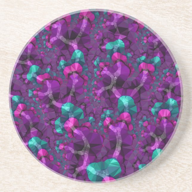 Färgfull Boho Hippie Jewel Tone Low Poly Fractal Underlägg (Framsidan)