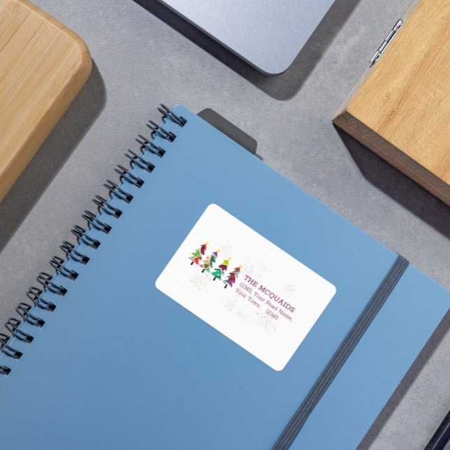 Färgfull Boho Julgranar Mönster-etikett Returadress Etikett (Skapare uppladdad)