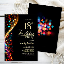 Färgfull Bokeh 18:e Födelsedagsfesten Inbjudningar