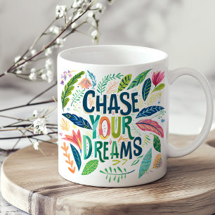Färgfull botanik "Chase Your Dreams" Kaffemugg