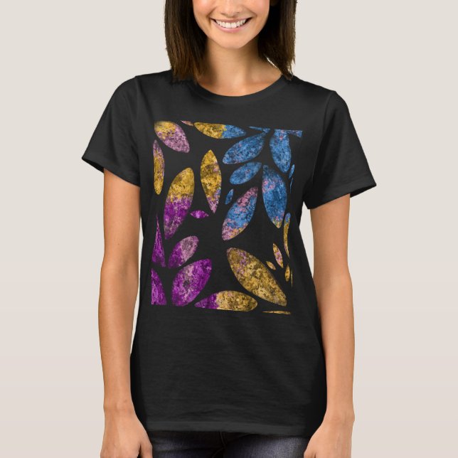 Färgfull botanisk blomma Mönster T Shirt (Framsida)