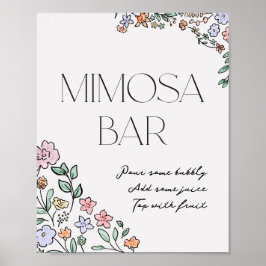 Färgfull botanisk Möhippa Mimosa-tecken Poster