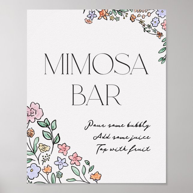 Färgfull botanisk Möhippa Mimosa-tecken Poster (Framsidan)