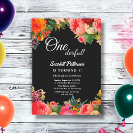 Färgfull botaniska Garden Boho Blommigt 1:a födels Inbjudningar