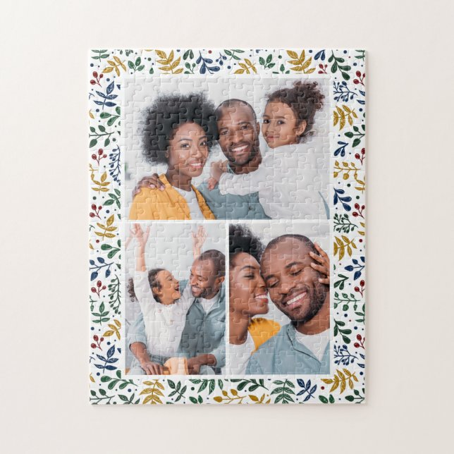 Färgfull botaniska tre fotokollage pussel (Vertikal)