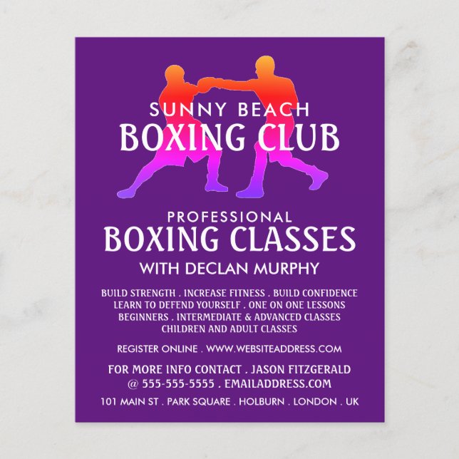 Färgfull Boxing Match, Boxing Class Advert Flyer (Framsidan)