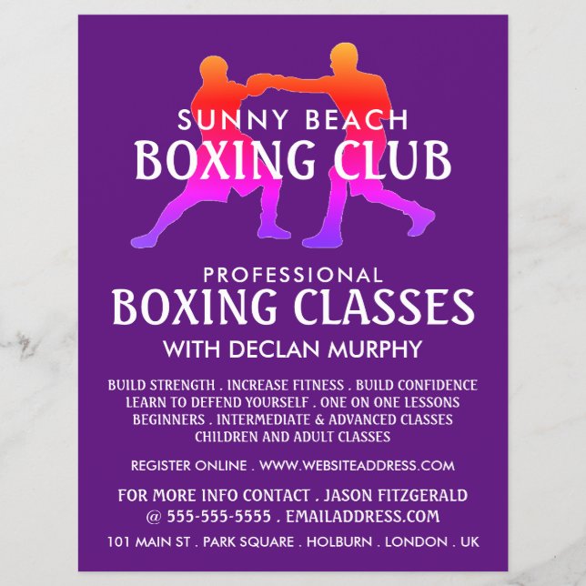 Färgfull Boxing Match, Boxing Class Advert Flyer (Framsidan)