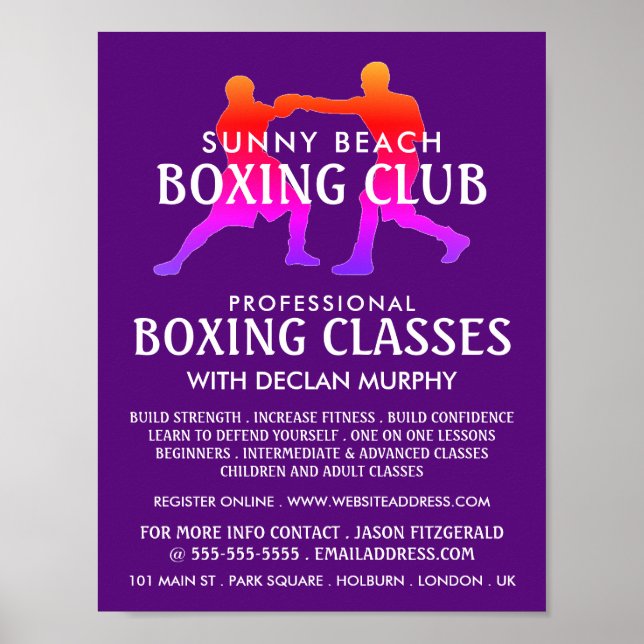 Färgfull Boxing Match, Boxing Class Advert Poster (Framsidan)