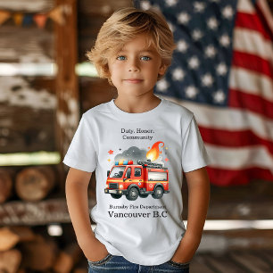Färgfull brand lastbil tävling genom flamma genom t shirt