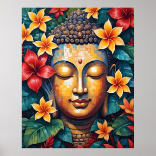 Färgfull brant Buddha Pixel Art Poster