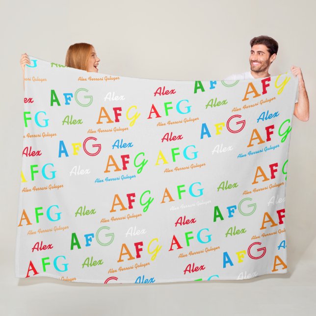Färgfull Brev Namn & Initialer Fleece Blanket (På plats)