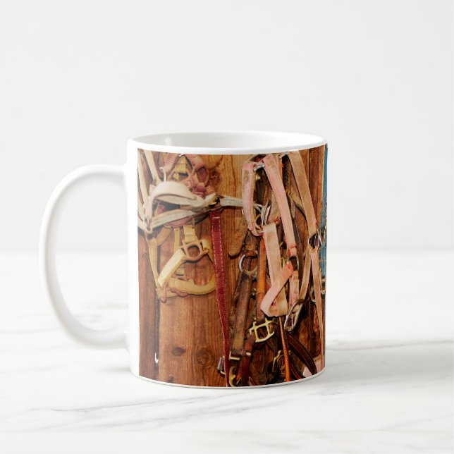 Färgfull Bridleshäst,stift,djur,lada,blå,brok Kaffemugg (Vänster)