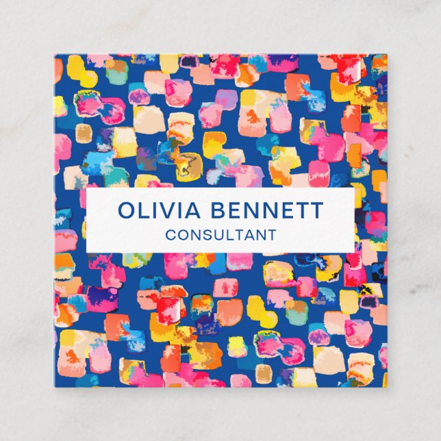 Färgfull Bright-Abstrakt Fyrkantigt Visitkort (Framsida)