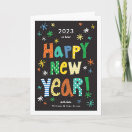 Färgfull Bright Roligt Gott nytt år Helgdag Helgkort