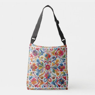 Färgfull broderier Tittar Blommigt Design Axelväska