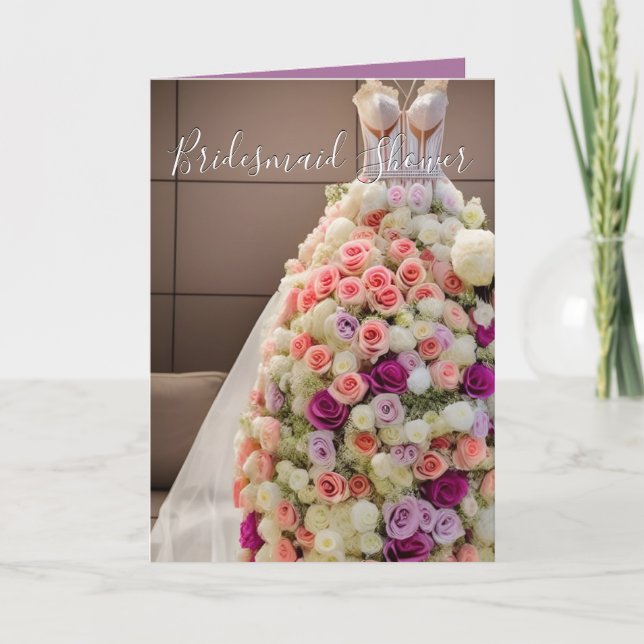 Färgfull Bröllop Blommigt Ro Dress Kort (Framsida)