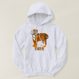 Färgfull brun tiger bildtext vit för färgad tiger hoodie