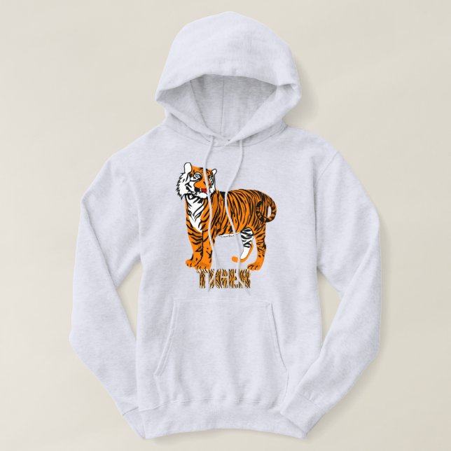 Färgfull brun tiger bildtext vit för färgad tiger hoodie (Design framsida)