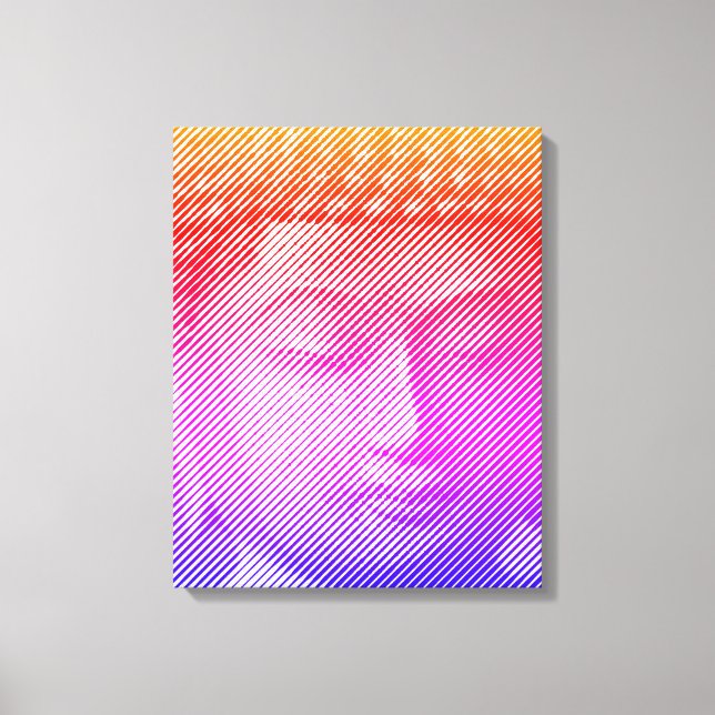Färgfull Buddha Ansikte-staty från Linjer Canvastryck (Framsida)
