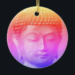 Färgfull Buddha Ansikte-staty från Linjer Julgransprydnad Keramik<br><div class="desc">Ansikte i Siddhartha Gautama, Buddha, med karven verkan. Bild som bildas av linjer med variabel bredd. En idé för människor som är konst och andlighet i kärlek.</div>