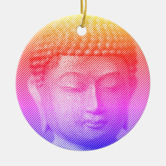 Färgfull Buddha Ansikte-staty från Linjer Julgransprydnad Keramik