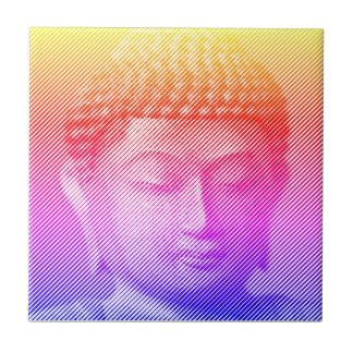Färgfull Buddha Ansikte-staty från Linjer Kakelplatta