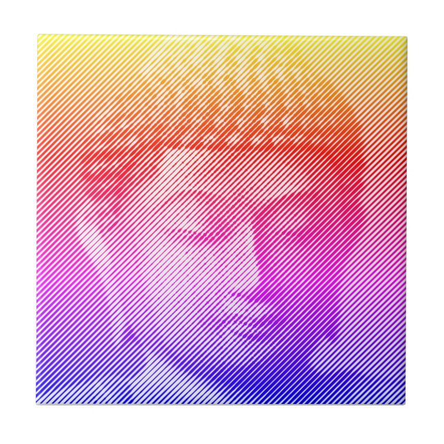 Färgfull Buddha Ansikte-staty från Linjer Kakelplatta (Framsidan)
