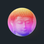 Färgfull Buddha Ansikte-staty från Linjer Knapp<br><div class="desc">Ansikte i Siddhartha Gautama,  Buddha,  med karven verkan. Bild som bildas av linjer med variabel bredd. En idé för människor som är konst och andlighet i kärlek.</div>