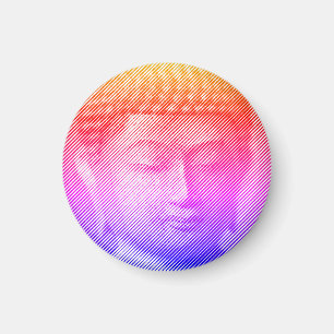 Färgfull Buddha Ansikte-staty från Linjer Magnet
