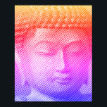 Färgfull Buddha Ansikte-staty från Linjer Poster<br><div class="desc">Ansikte i Siddhartha Gautama,  Buddha,  med karven verkan. Bild som bildas av linjer med variabel bredd. En idé för människor som är konst och andlighet i kärlek.</div>