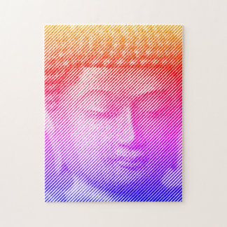 Färgfull Buddha Ansikte-staty från Linjer Pussel