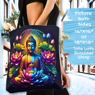 Färgfull Buddha med Lotus Flowers Tygkasse