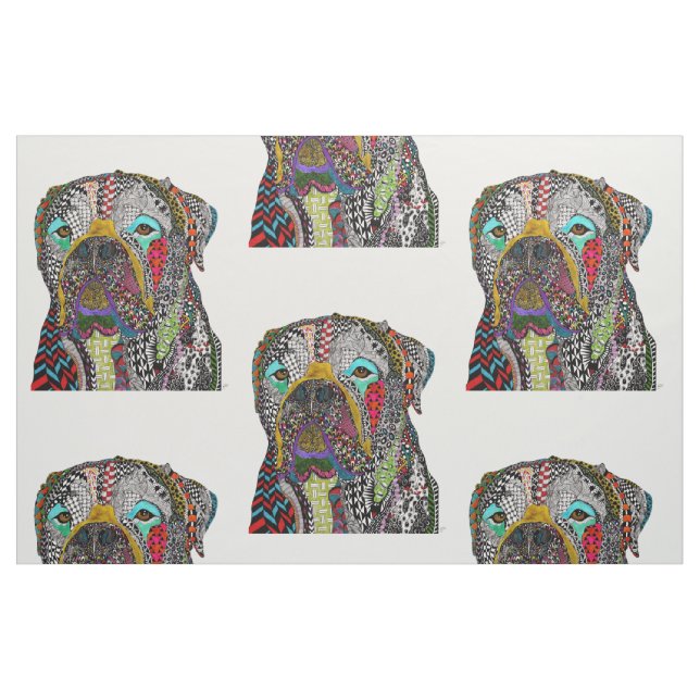 Färgfull Bullmastiff Fabric Tyg (Fat Quarter)