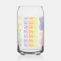 Färgfull Bunny Mönster med Retro Namn accent