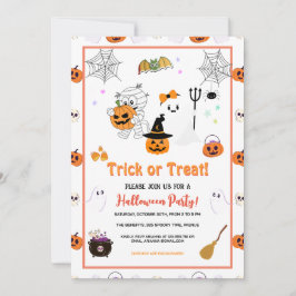Färgfull Bus eller godis Barn Halloween fest Inbjudningar