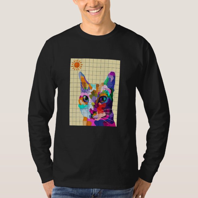 Färgfull Ca Colorful Cat Pop Art Stil T Shirt (Framsida)