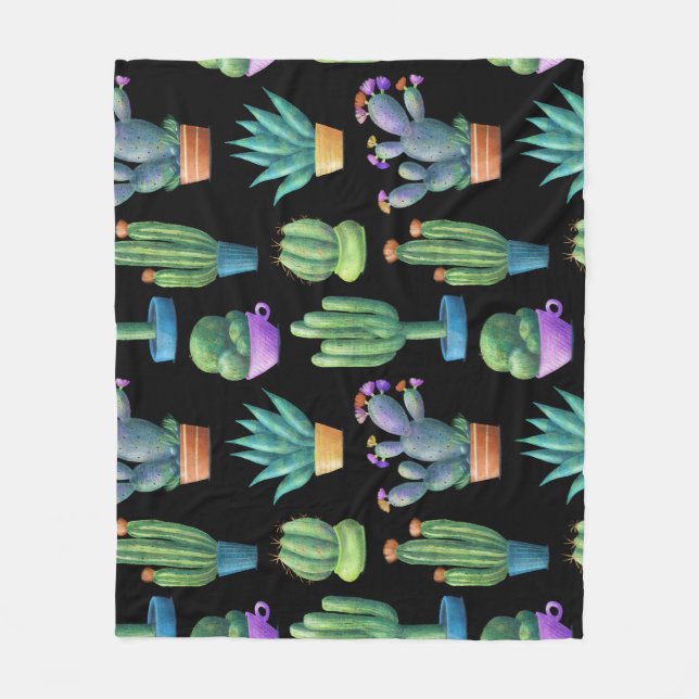 Färgfull Cacti: Sömlös design. Fleecefilt (Framsidan)
