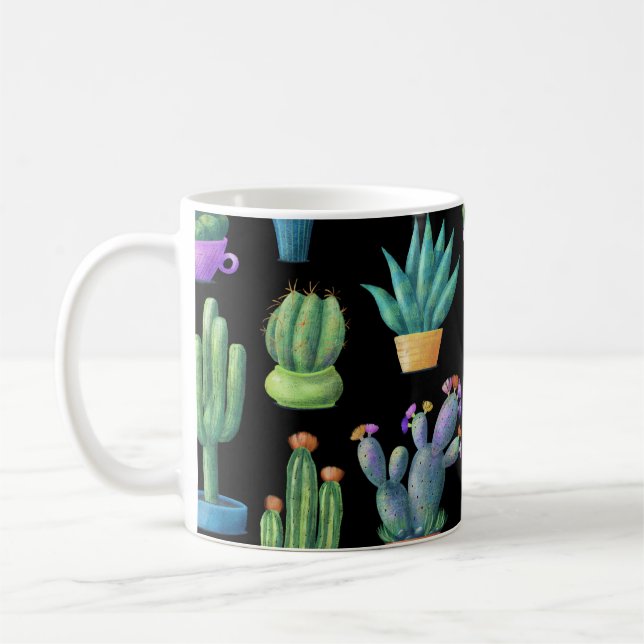 Färgfull Cacti: Sömlös design. Kaffemugg (Vänster)