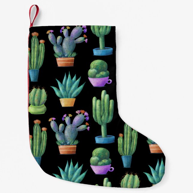 Färgfull Cacti: Sömlös design. Liten Julstrumpa (Framsidan)