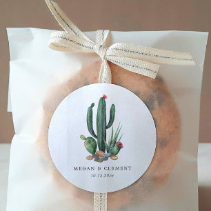 Färgfull Cacti Tema för förtjänt BRÖLLOP Runt Klistermärke
