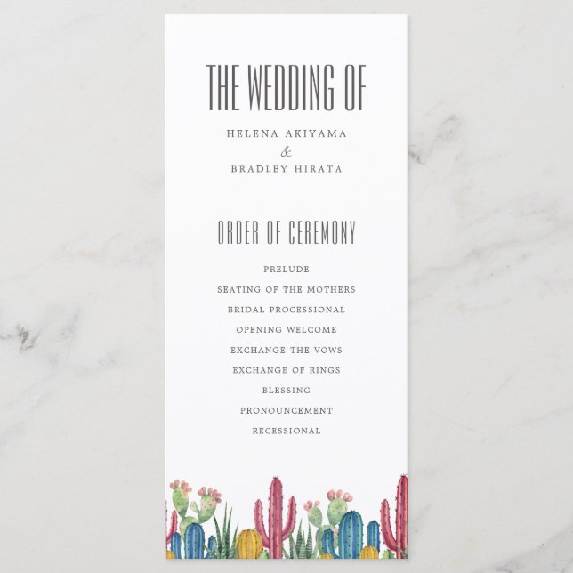 Färgfull Cacti | Tema för förtjänt | BRÖLLOPSPROGR Program (Framsida)