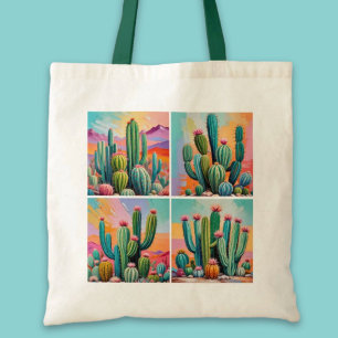Färgfull Cacti Tote Bag Tygkasse