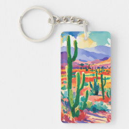 Färgfull Cactus Keychain