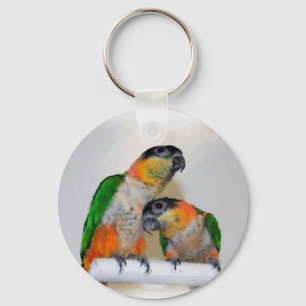 Färgfull Caique Parrot Pair Keychain Nyckelring