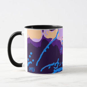 Färgfull Calli Art Mugg på lila och svarta 