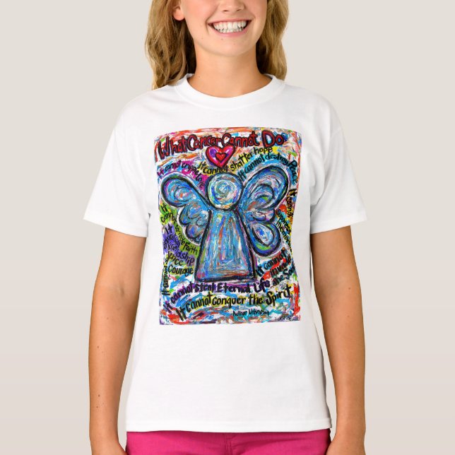 Färgfull cancer Angel T-shirt (Angel Front & Dikt) (Framsida)