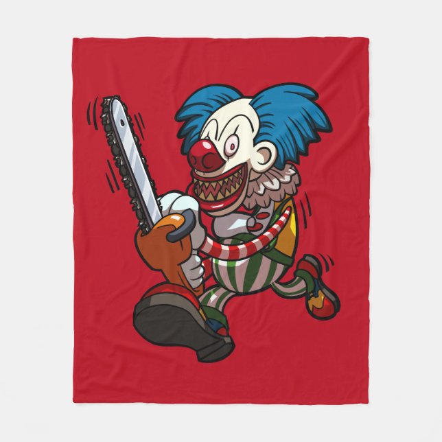 Färgfull Chainszawa Clown Halloween Horror Tecknad Fleecefilt (Framsidan)