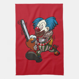 Färgfull Chainszawa Clown Halloween Horror Tecknad Kökshandduk