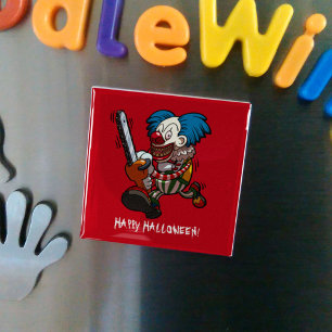 Färgfull Chainszawa Clown Halloween Horror Tecknad Magnet