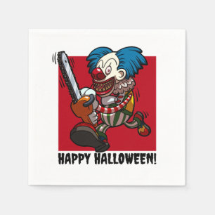 Färgfull Chainszawa Clown Halloween Horror Tecknad Pappersservett